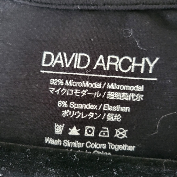 David Archy Men's Black V-neck Tee Modal/Spandex size M - Picture 4 of 5